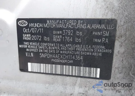 2012 Hyundai Elantra Gls z USA, uszkodzony, nr VIN 5NPDH4AEXCH114364
